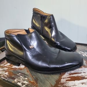 La Milano Leather Boots Ankle Zip Square Toe Short Booties Beatlemania Style 10